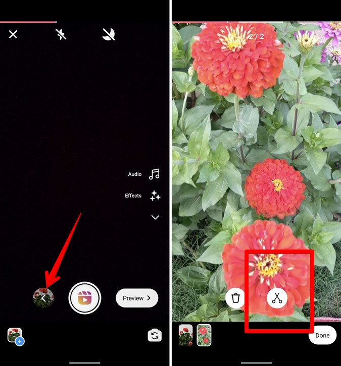 Recorte de tijera de carretes de Instagram Draft