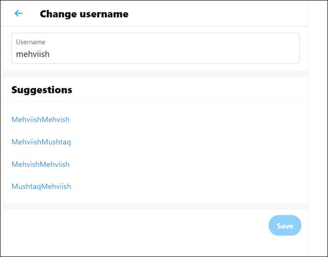Nombre de usuario de Twitter Agregar nuevo