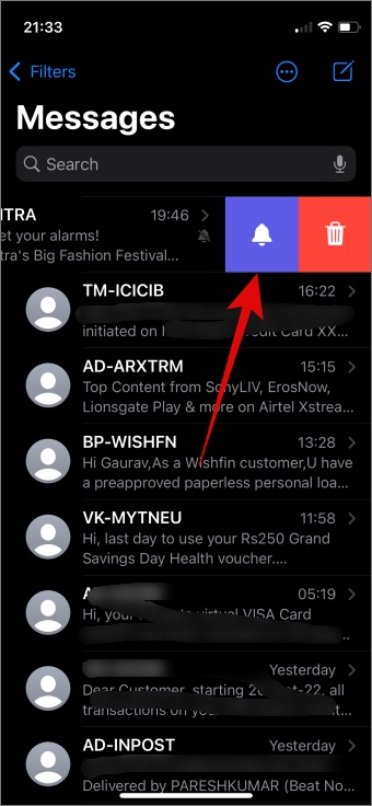 Alertas de Unhide en iPhone iMessage