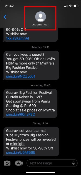 Abra el mensaje en la aplicación Message en el iPhone