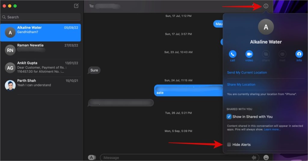 Mute a alguien en la aplicación MacBook Message