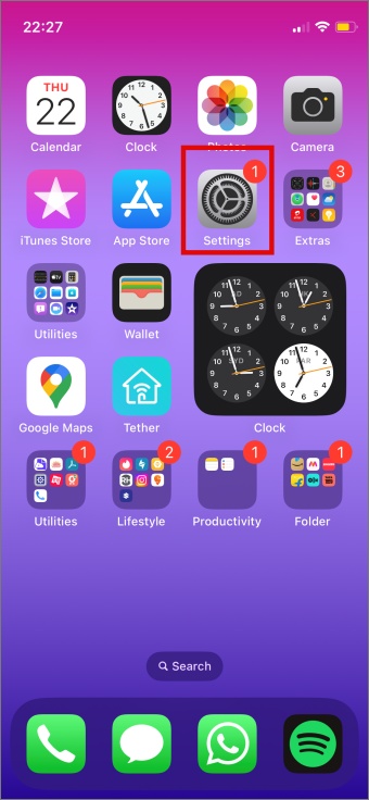 Aplicación de configuración en iPhone