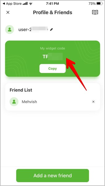 Agregar amigo a través del código en la aplicación widgetable