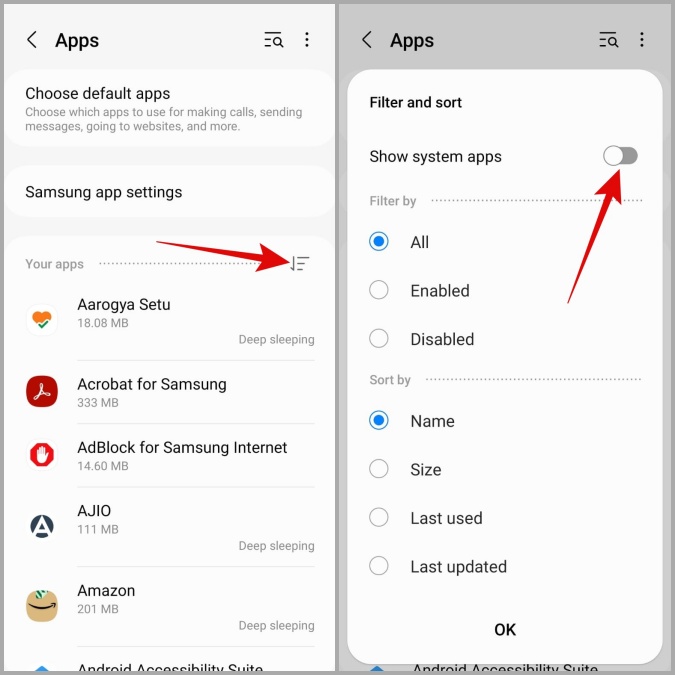 Aplicaciones del sistema en Android