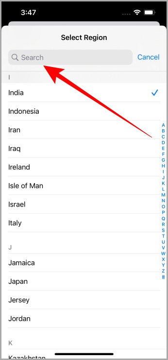 Seleccionar configuración de región iPhone