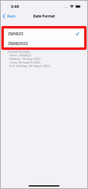 Configuración de formato de fecha iPhone