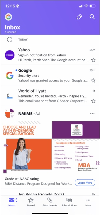 Yahoo para iPhone Home