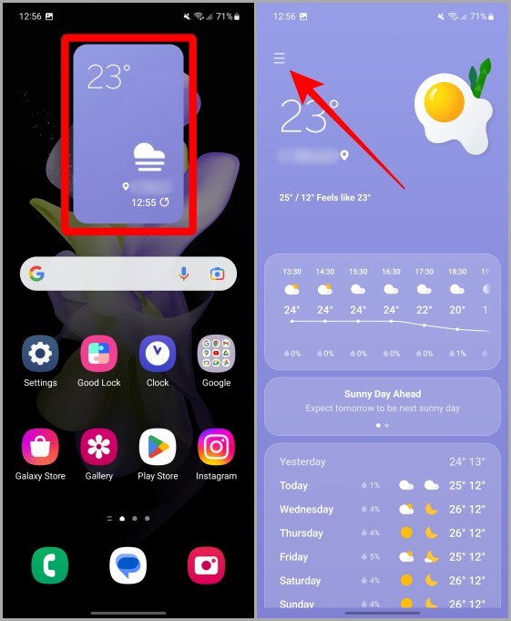 Tocando el widget del clima