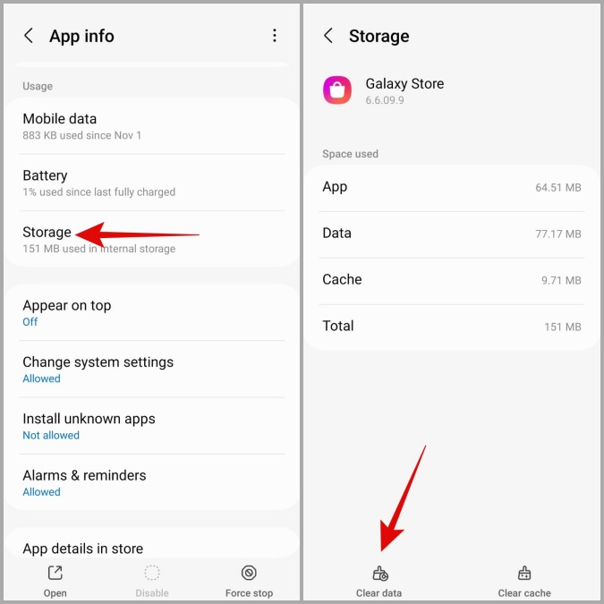 Restablecer la aplicación Galaxy Store en el teléfono Samsung