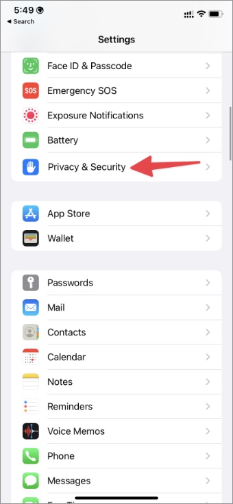 Abrir privacidad y seguridad