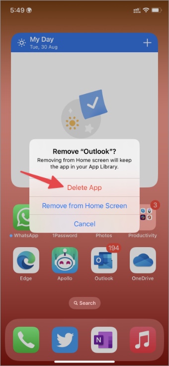 Eliminar la aplicación de iPhone