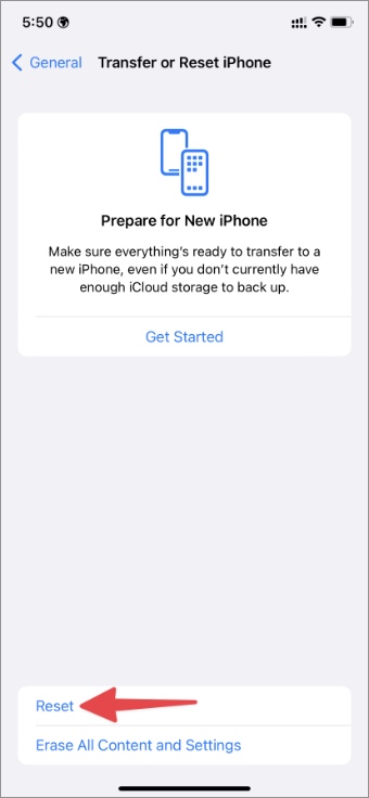 Transferir o restablecer iPhone