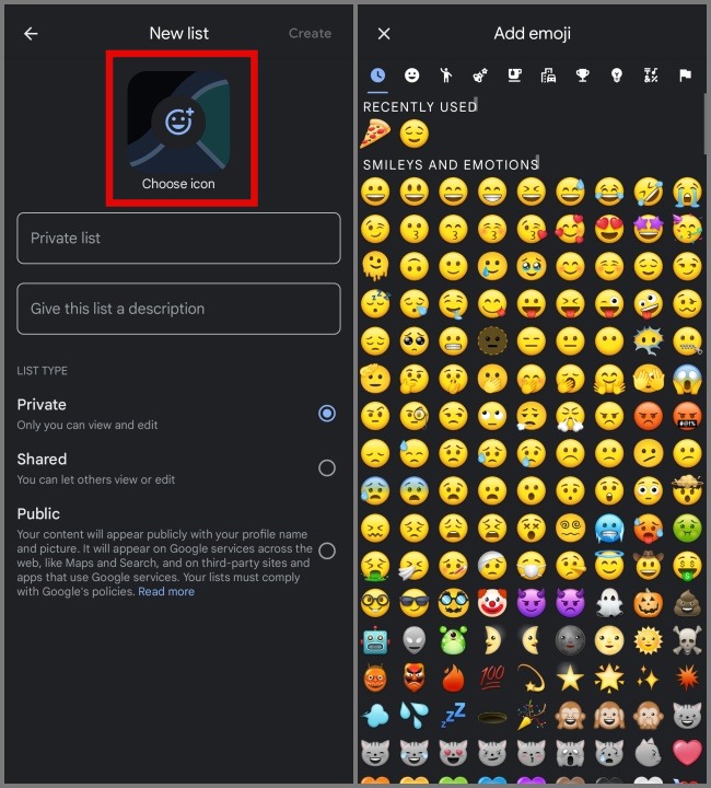 Seleccione un emoji para representar el lugar
