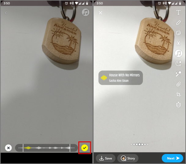 Aplicar sonidos en un complemento en Snapchat