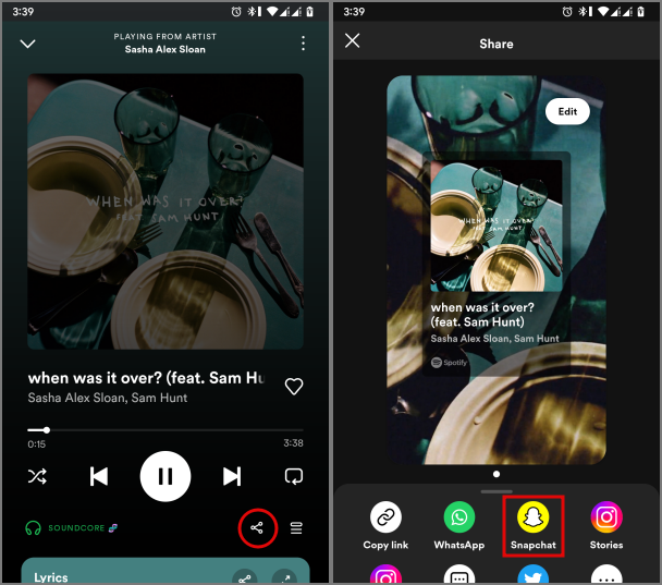 Compartiendo música de Spotify