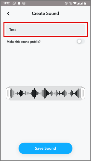 Nombrar un sonido personalizado en Snapchat