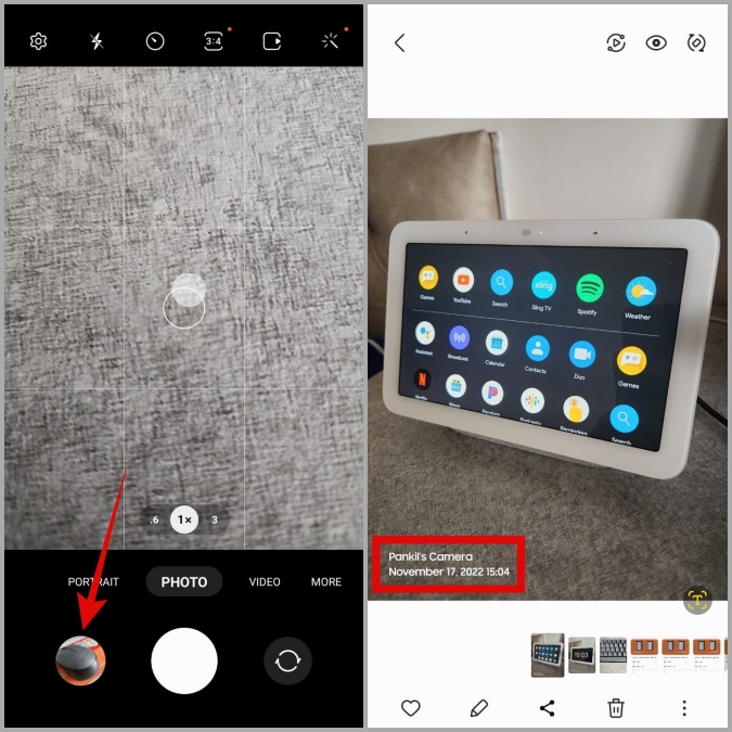 Imagen marcada en agua en el teléfono Samsung