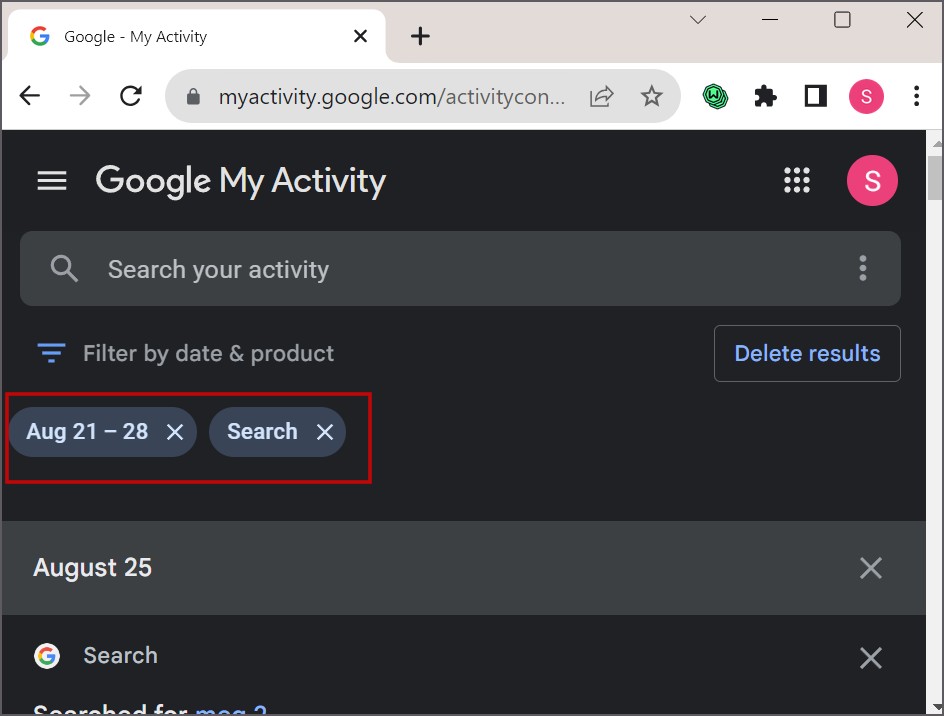 Filtrar el historial de búsqueda de Google
