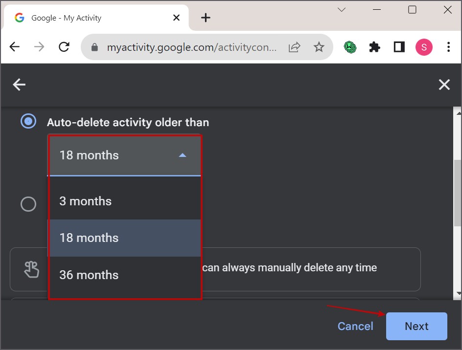 Configurar automáticamente la eliminación del historial
