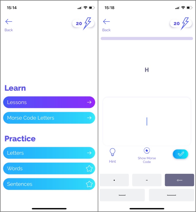Aplicación de lector de código Morse y decodificador en iOS