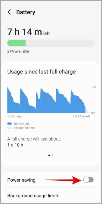 Apague el ahorro de energía en el teléfono Samsung