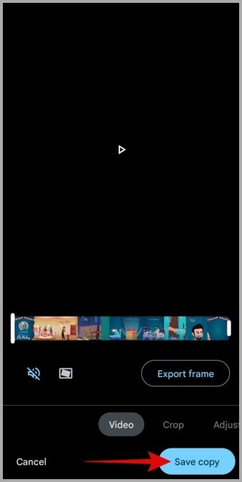 Guardar video editado en Google Photos para Android