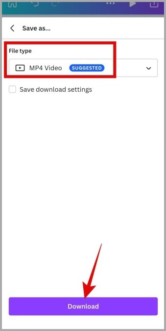 Descargue el archivo de video de Canva en Android