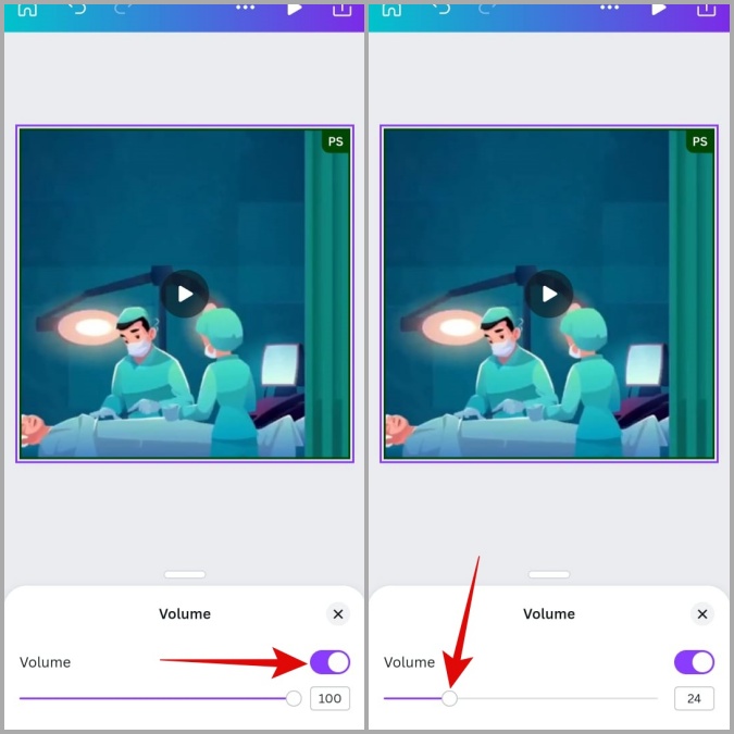 Eliminar el sonido del video usando Canva en Android
