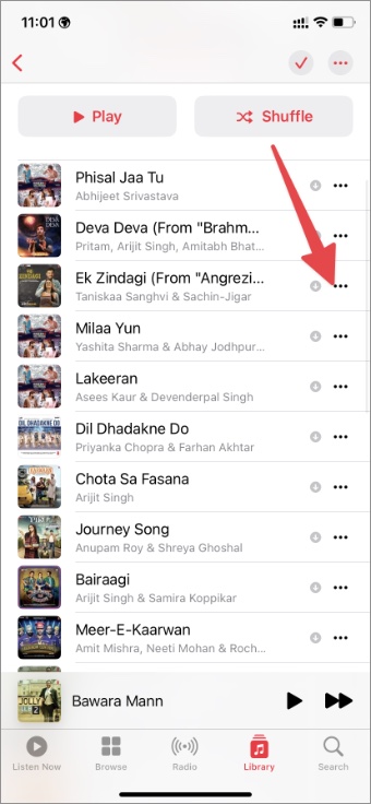 Seleccione más menú en Apple Music