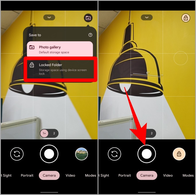 Capturar fotos en la carpeta bloqueada de Google Photos en Pixel Smartphone