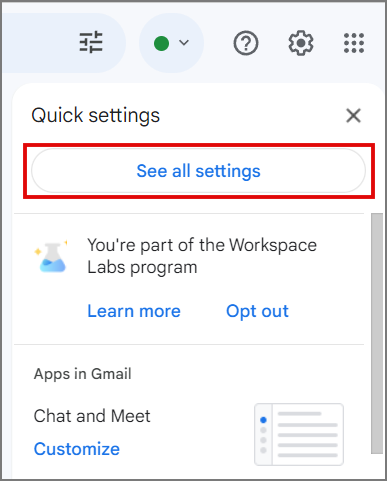 Todas las configuraciones para acceder a la configuración de Gmail