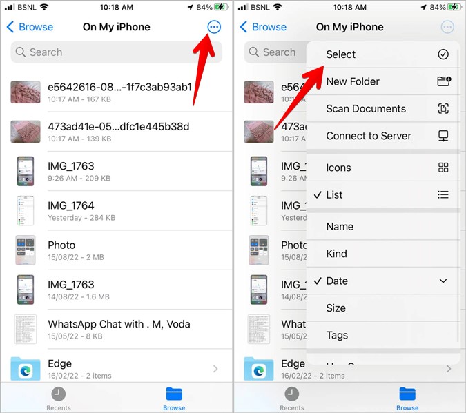 Aplicación de archivos Apple Seleccione imágenes