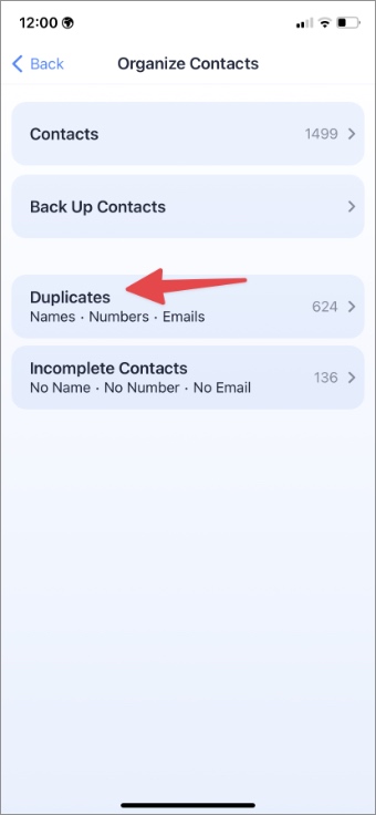 Abrir el menú de duplicados