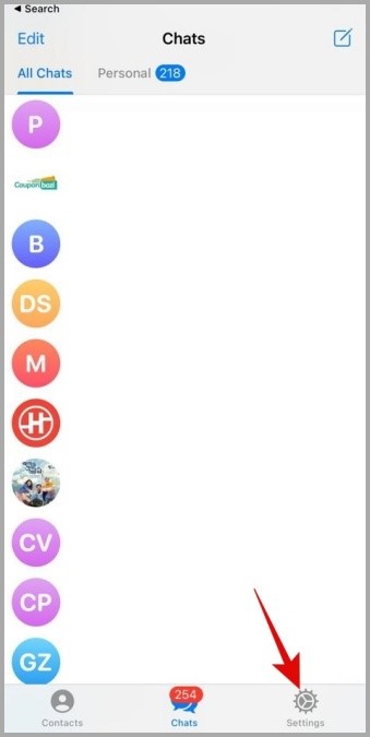 Configuración de telegrama en iPhone