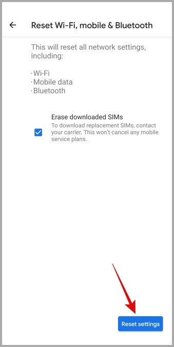 Restablecer la configuración de la red en Android