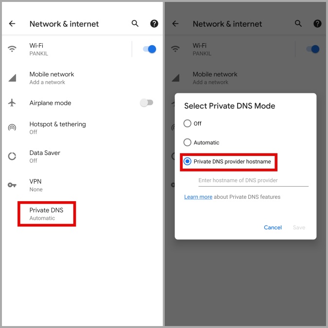DNS privado en Android