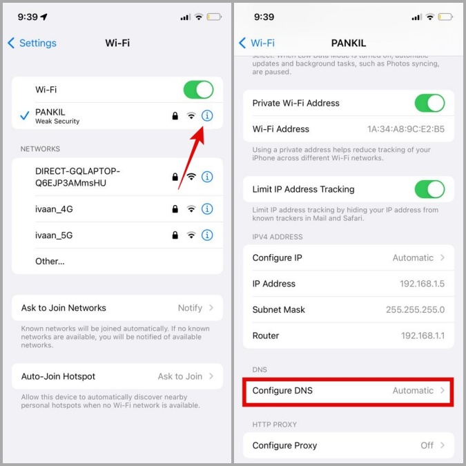 Configurar DNS en iPhone