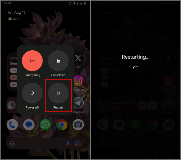 Reiniciar Android desde el menú Power