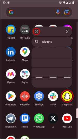 Información de la aplicación para Snapchat