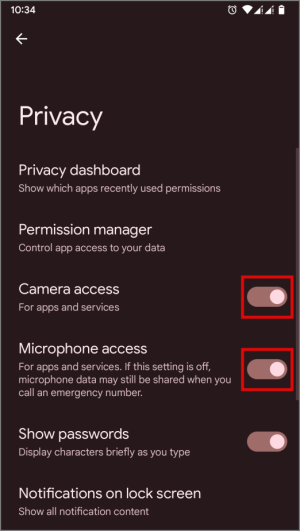 Configuración de privacidad en Android