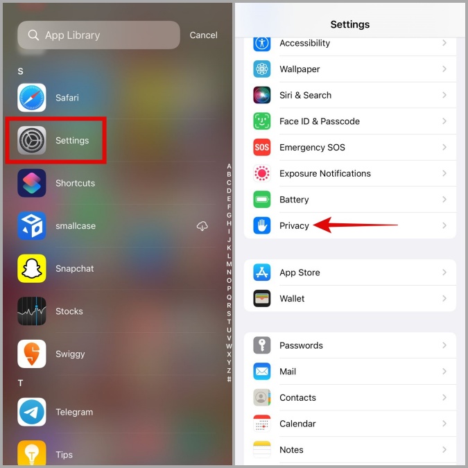 Configuración de privacidad en iPhone