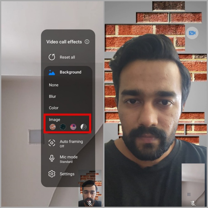 Cambiar la imagen de fondo de videollamadas en el teléfono Samsung