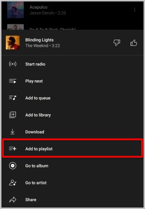 Agregar canción a tu lista de reproducción en YouTube Music