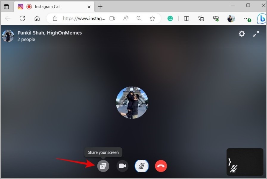 Compartir la pantalla en Instagram Video llamadas en la computadora