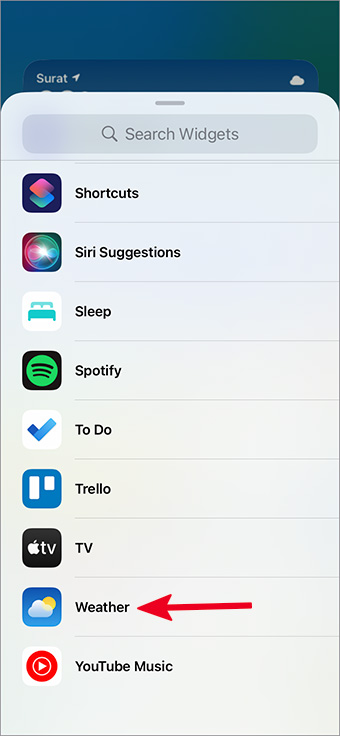 Lista de pantalla de inicio de iOS de widgets