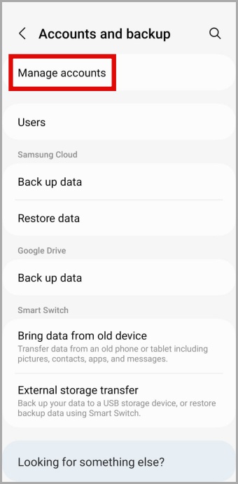 Cuentas en el teléfono Android