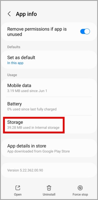 Google Keep Configuración de almacenamiento Android