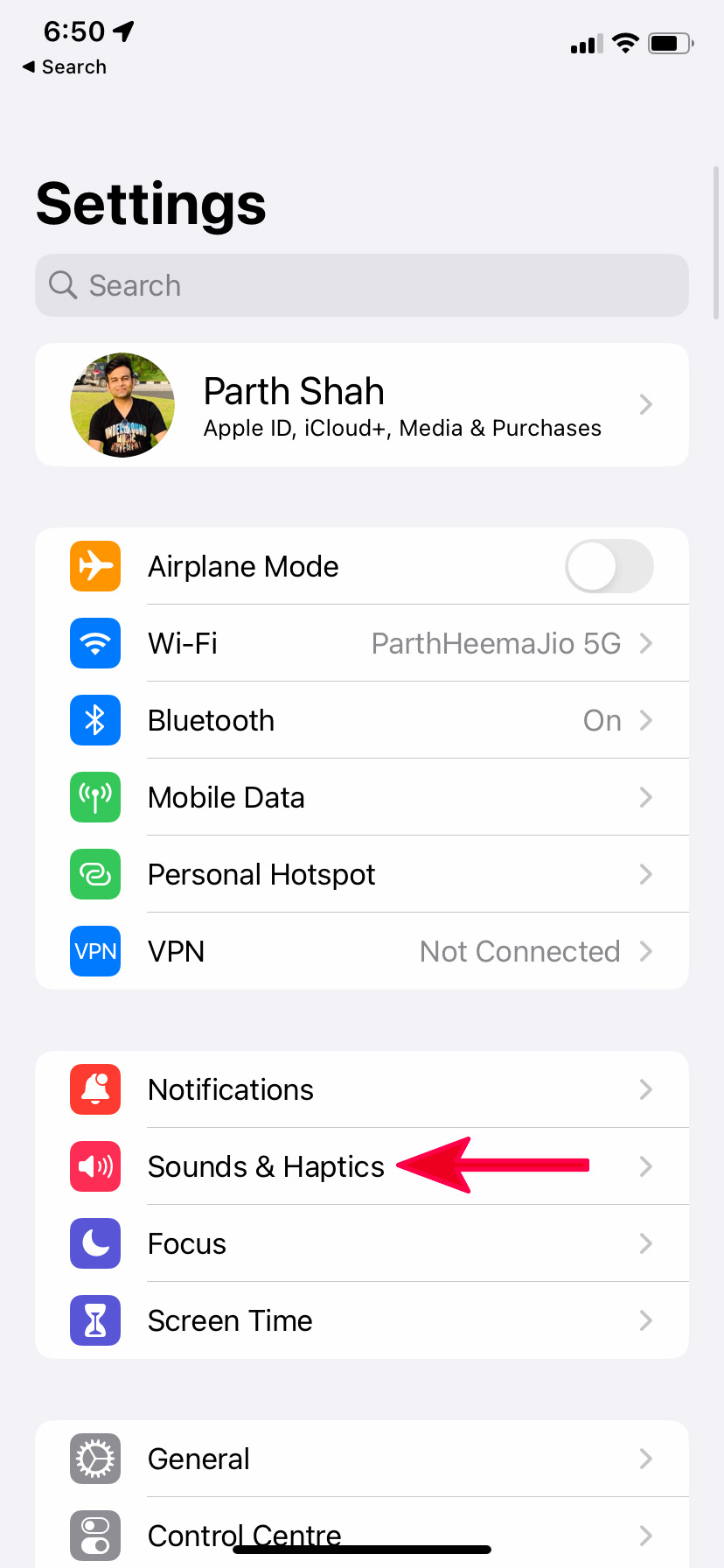 Configuración de sonido de iPhone y hápticos