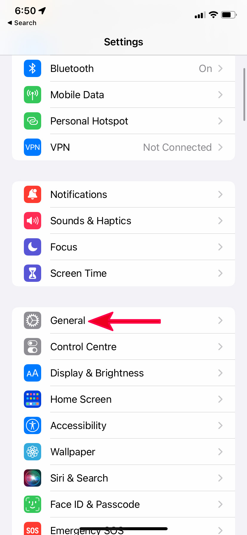 Configuración general de iPhone