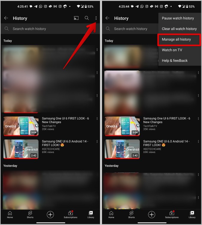 Administre toda la historia en YouTube